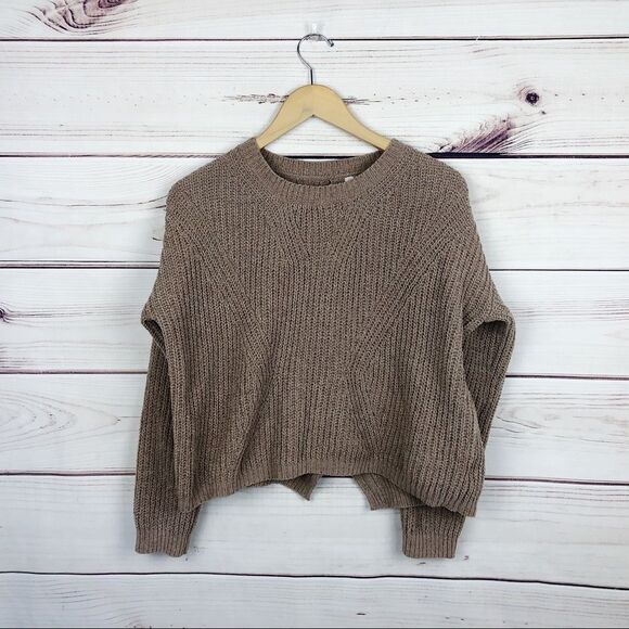 Hippie Rose Nutmeg Twisted Back Knitted Sweater Sz L - Picture 3 of 7